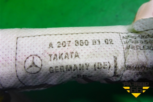 Подушка безопасности боковая шторка левая (A2078600102) для Mercedes Benz E-Klass C207 (купе) с 2009г (Е Купе)