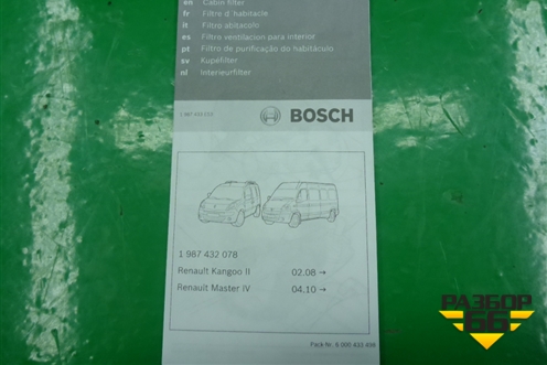 Фильтр салонный (1987432078) для Renault Kangoo с 2003-2007г (Кангу)