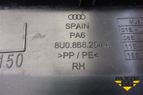 Накладка на торпедо (боковая правая) (8U0868204A) для Audi Q3 с 2011-2018г (Ку 3)