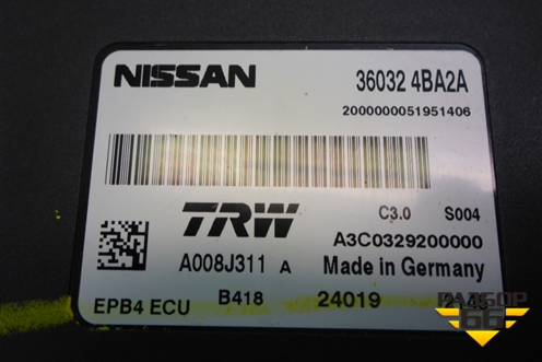 Блок управления стояночным тормозом (360324BA2A) для Nissan Qashqai (J11E) с 2013г (Кашкай)