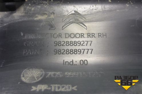 Накладка двери задней правой (9828889277) для Peugeot Traveller с 2016г (Тревелер)