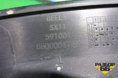 Накладка заднего крыла левого (6600004715) для Geely Coolray с 2019-2025г