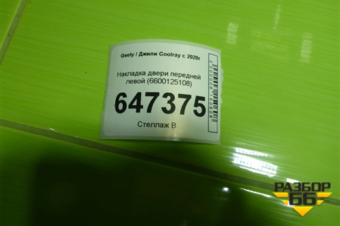 Накладка двери передней левой (6600125108) для Geely Coolray с 2019-2025г