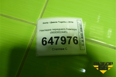 Накладка переднего бампера (6600002445) для Geely Tugella с 2019г