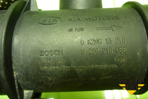 Датчик массового расхода воздуха (1.6л S6D) (0K2NC13210) для Kia Spectra с 2001г (Спектра)