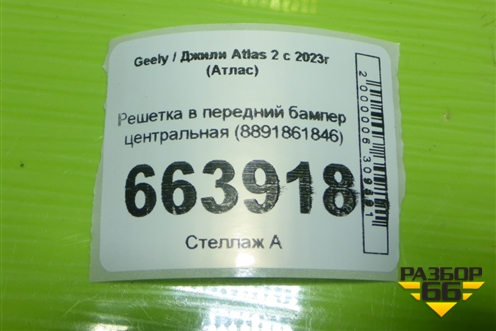 Решетка в передний бампер центральная (8891861846) для Geely Atlas 2 с 2023г (Атлас)