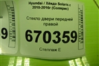 Стекло двери передней правой для Hyundai Solaris с 2010-2016г (Солярис)