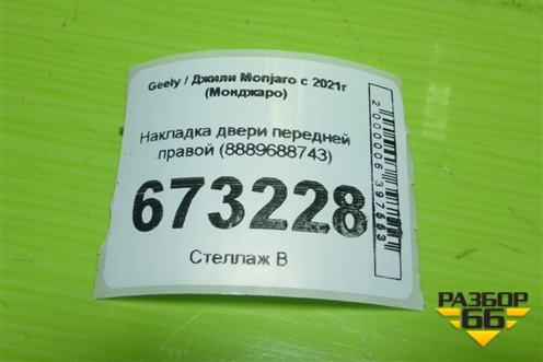 Накладка двери передней правой (8889688743) для Geely Monjaro с 2021г (Монджаро)