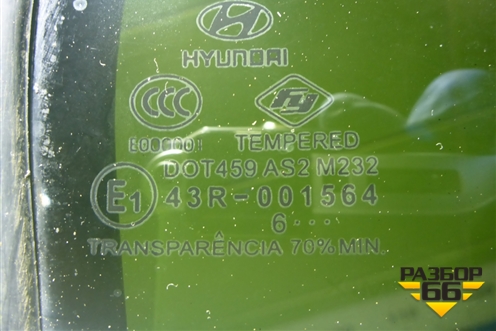 Стекло двери задней правой форточка для Hyundai Aсcent с 2000г (Акцент)