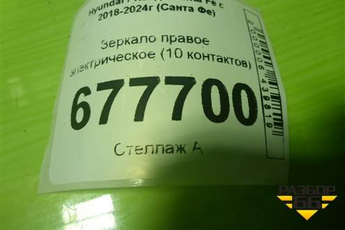 Зеркало правое электрическое (10 контактов) для Hyundai Santa Fe с 2018-2024г (Санта Фе)