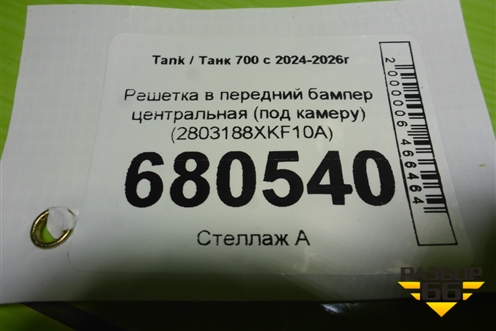 Решетка в передний бампер центральная (под камеру) (2803188XKF10A) для Tank 700 с 2024-2026г