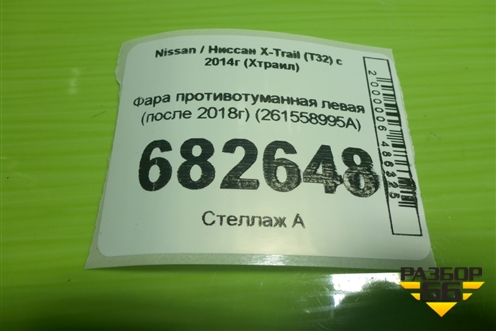 Фара противотуманная левая (после 2018г) (261558995A) для Nissan X-Trail (Т32) с 2014г (Хтраил)