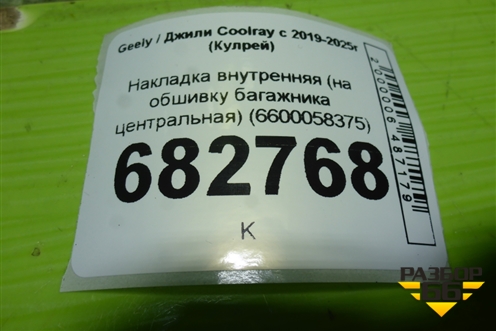 Накладка внутренняя (на обшивку багажника центральная) (6600058375) для Geely Coolray с 2019-2025г (Кулрей)